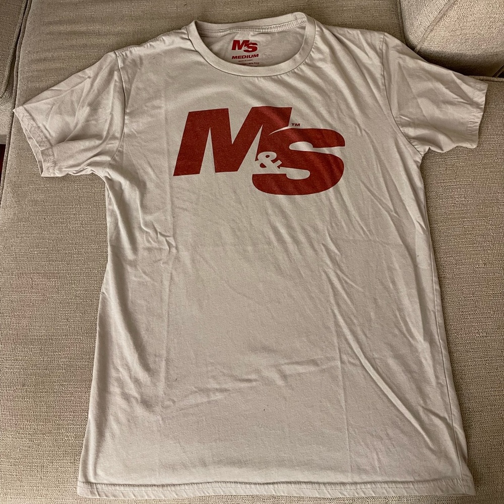 Mens Muscle & Strength Spinal Logo T-Shirt - Sand Heather/Red Size Medium